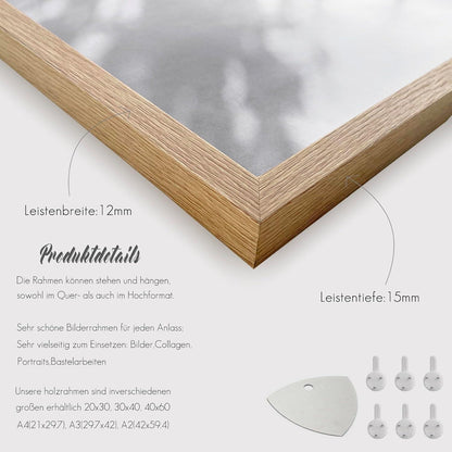 VUVUZULA Bilderrahmen A3 Holz 30x42cm Fotorahmen Eiche 3er Set Landhausstil