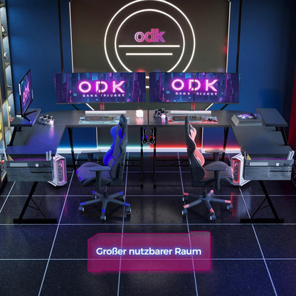 Gaming Schreibtisch mit Monitorständer für Gamer in Carbon Schwarz