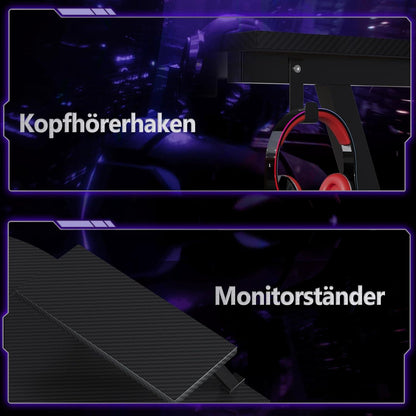 Gaming Schreibtisch Eckschreibtisch für Gamer L-Form Monitorständer 127x127cm