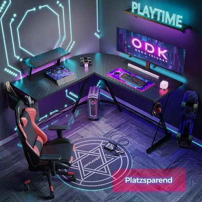 Gaming Schreibtisch Eckschreibtisch für Gamer L-Form Monitorständer 127x127cm