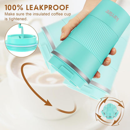 KETIEE Kaffeebecher to go 510ml Thermobecher Doppelwandig Travel Mug Vakuum Isolierbecher Türkis