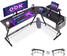 Gaming Tisch L Form mit Monitorständer Schwarz 167x120cm