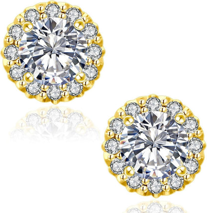 Moissanite Ohrringe Damen Blume Halo 1,0/2,0 Karat Diamant VVS1