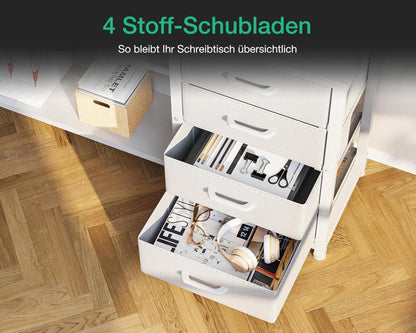 ODK L Form Schreibtisch LED 155x110cm Weiß USB Steckdosen Home Office