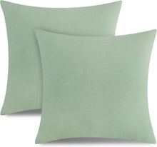 2er Set Kissenbezug 80x80 cm Baumwolle Reißverschluss Mint Grün