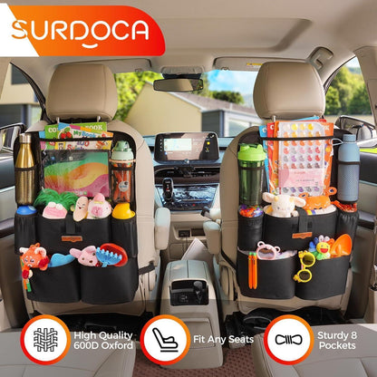 Autositz-Organizer mit Tablet-Fach und 8 Taschen, Rosa