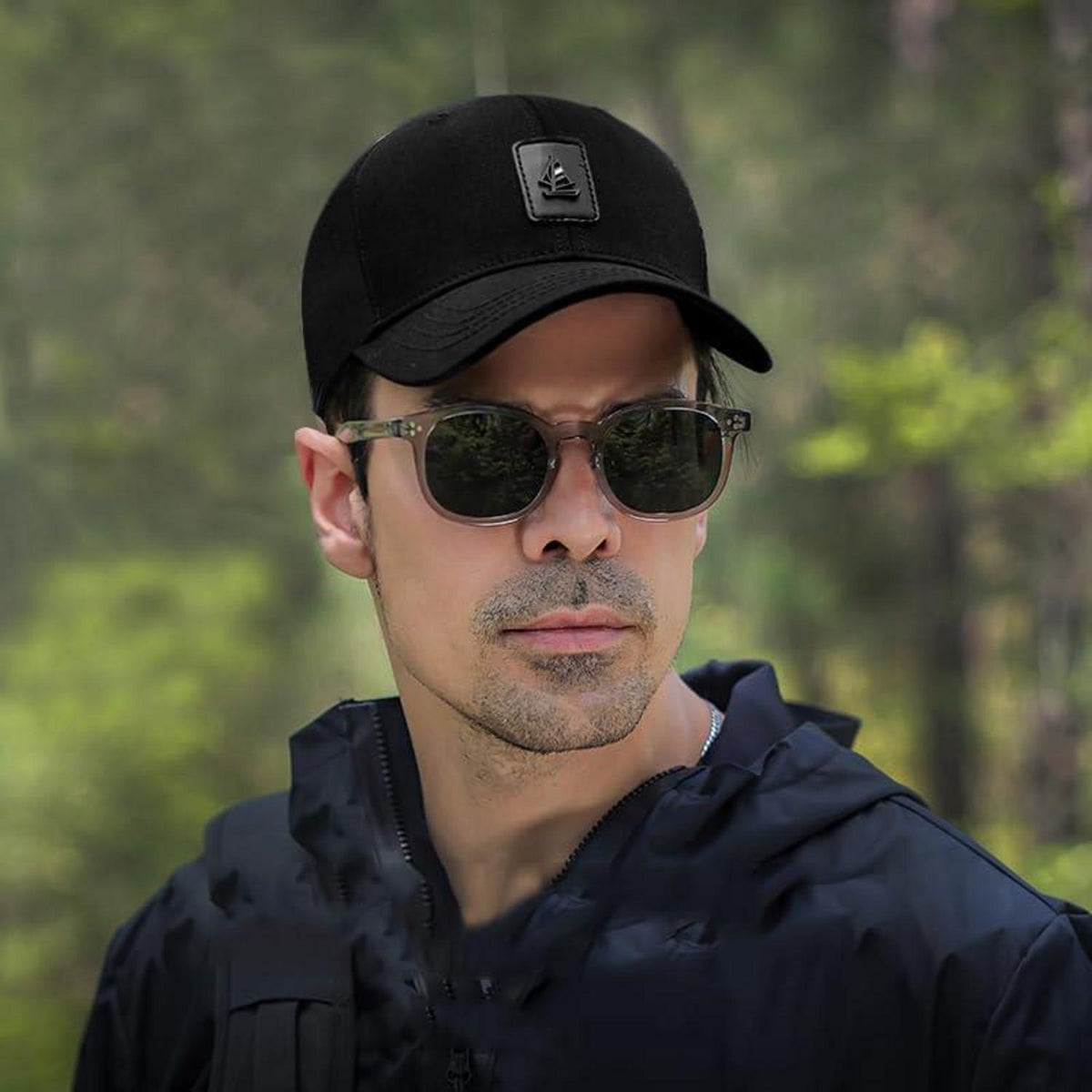Baseball Cap Herren Baumwolle, Verstellbar, Schwarz