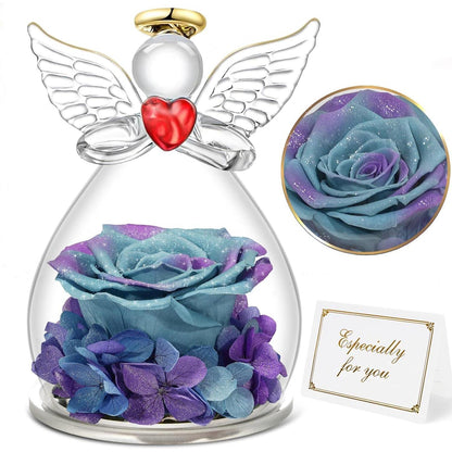 Ewige Rose Engel Geschenk für Mama Oma - Ewige Blume im Glas