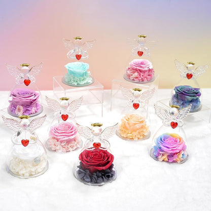 Ewige Rose Engel Geschenk für Mama Oma - Ewige Blume im Glas