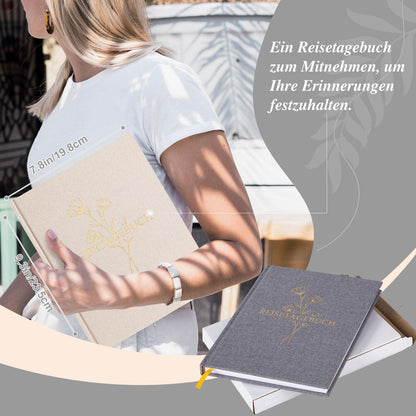 Reisetagebuch Notizbuch für Frauen und Männer Leinen Fotobuch