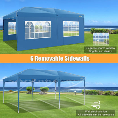Faltpavillon 3x6 Wasserdicht – Partyzelt mit 6 Seitenwänden