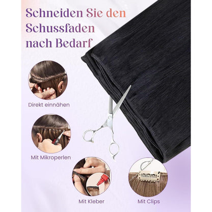 Echthaar Tressen Schwarz #1 – Remy Haartressen 45cm (100g)