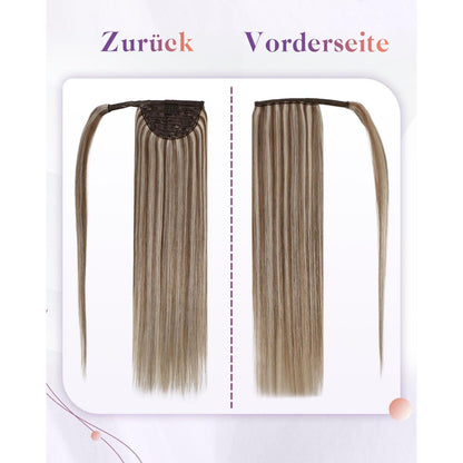 Echthaar Zopfverlängerung Braun Blond 50cm #P8/60