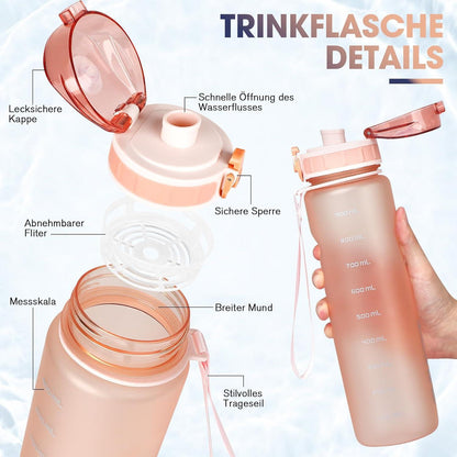 Trinkflasche 1L Sport BPA frei Auslaufsicher mit