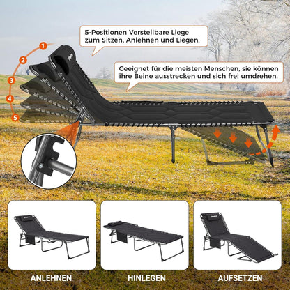 Übergroße Sonnenliege Klappbar Verstellbar Gartenliege Liegestuhl mit