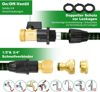 Flexibler Gartenschlauch 22,5m mit 10 Funktionen Sprühdüse, Anti-Verdrehung