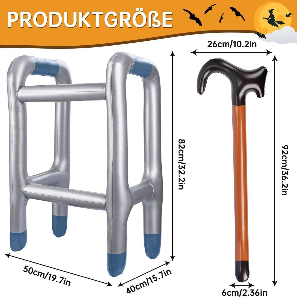 Aufblasbare Gehhilfe und Spazierstock Set für Oma Opa
