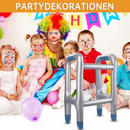 Aufblasbare Gehhilfe + Spazierstock Set für Oma Opa Kostüm Fasching