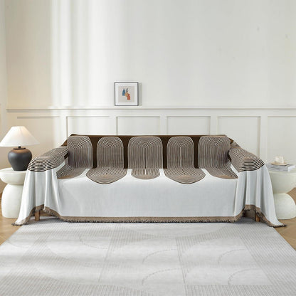 Sofaüberwurf 4-Sitzer, Chenille Dunkelkaffee, 180x380cm