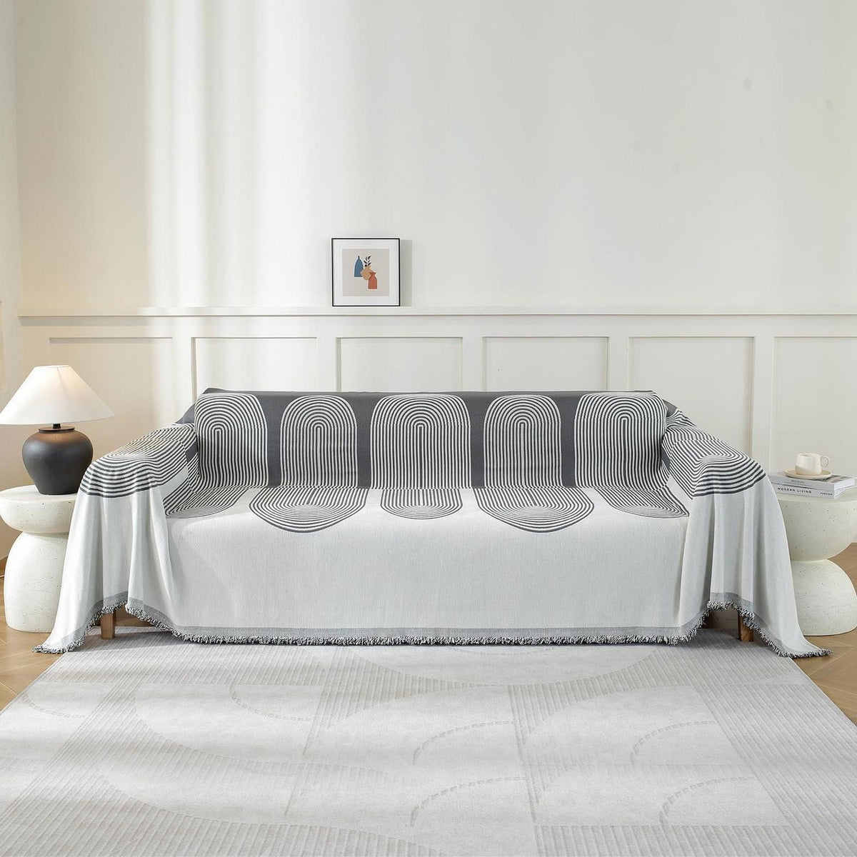 Sofaüberwurf 4-Sitzer, 180x380cm, Chenille Dunkelgrau