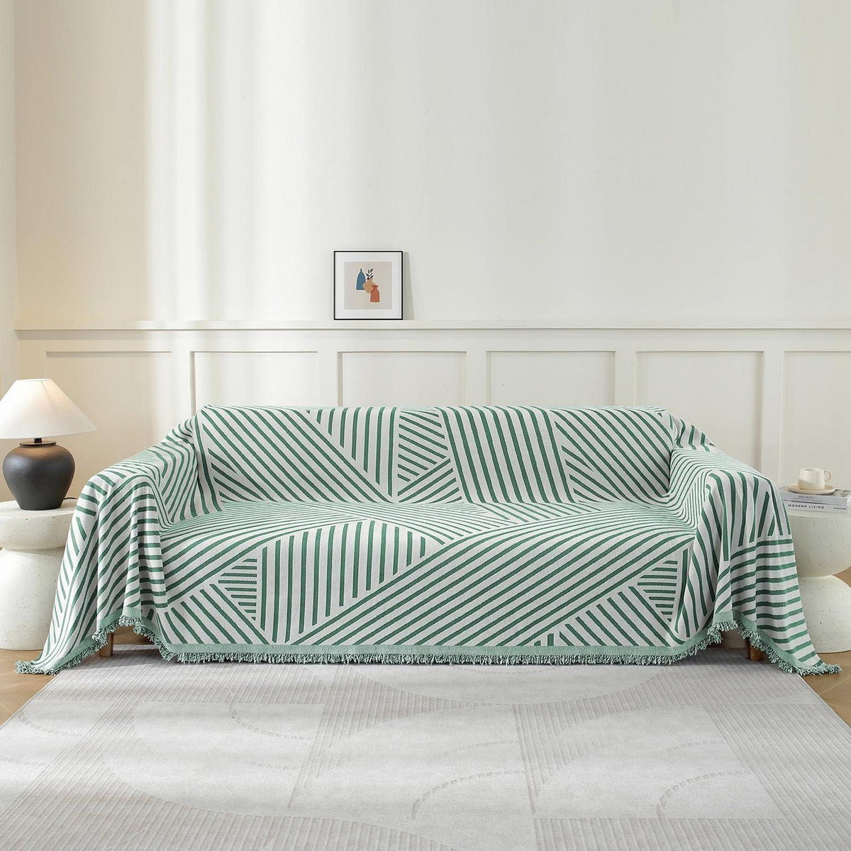 Sofaüberwurf Chenille Hellgrün-Line 180x340cm - 3 Sitzer