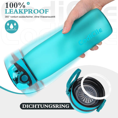Trinkflasche BPA-frei 1L Auslaufsicher Sportflasche Filter Fitness Laufen Blau