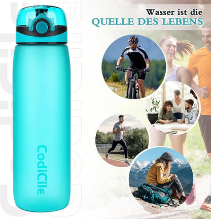 Trinkflasche BPA-frei 1L Auslaufsicher Sportflasche Filter Fitness Laufen Blau