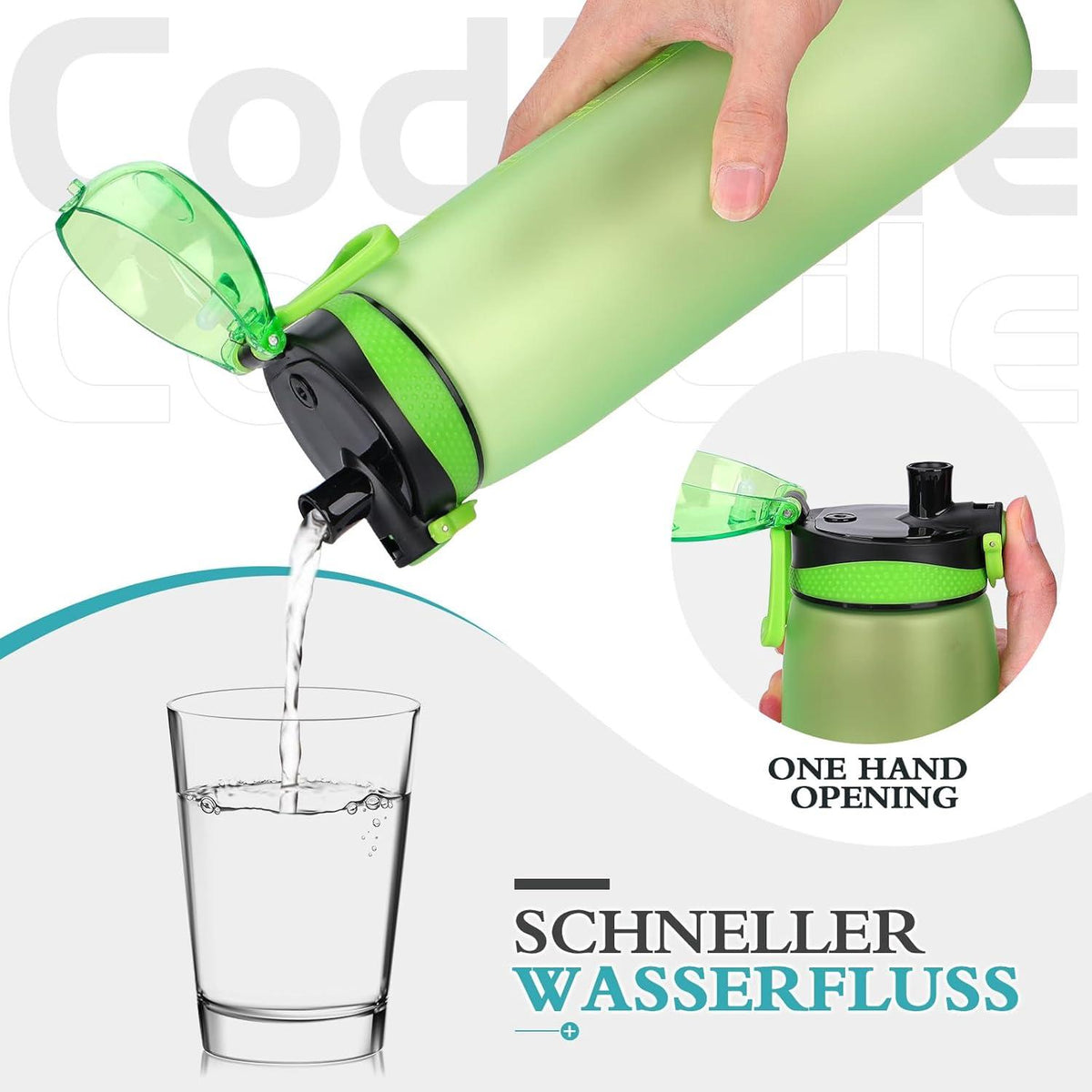Trinkflasche 1L BPA-Frei Auslaufsicher Tritan Sportflasche für Fitness, Laufen, Schule, im Freien - Grün