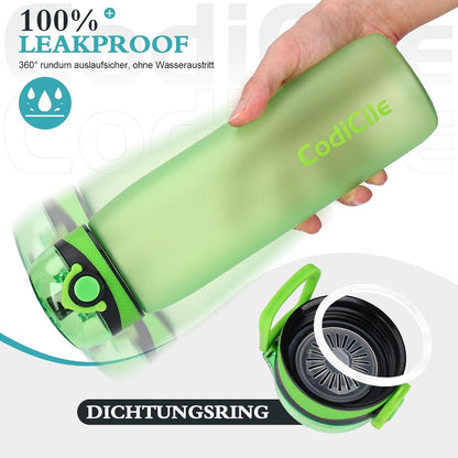 Trinkflasche 1L BPA-frei, Auslaufsicher mit Filter, grün