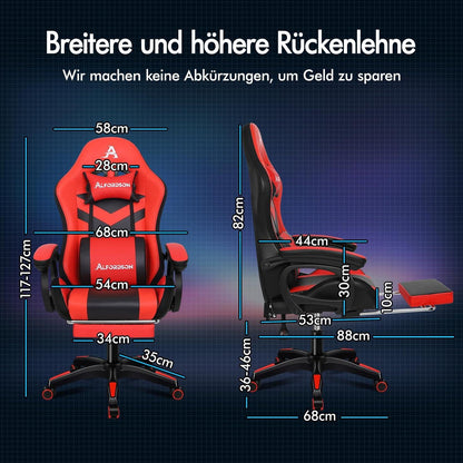 ALFORDSON Gaming Stuhl 8-Punkt Massage RGB LED Bürostuhl Ergonomisch Rot