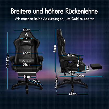 Gamingstuhl mit Massage, Fußstütze, verstellbarer