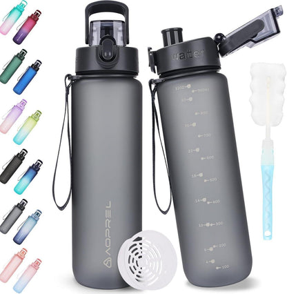 Trinkflasche 1 Liter BPA-frei Tritan Sport Kohlensäure Flasche Grau