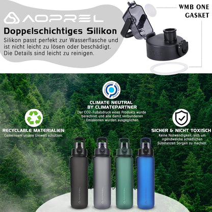 AOPREL Trinkflasche 1l BPA-frei Tritan Sport Auslaufsicher Grau