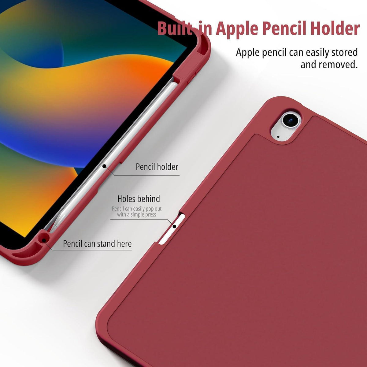 iPad Hülle mit Stifthalter, dreifach faltbar, Rotwein