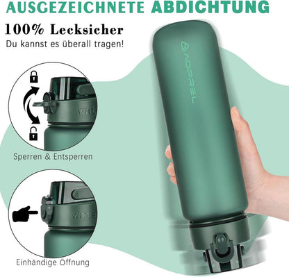 Trinkflasche 1 Liter BPA-frei Tritan Sport Auslaufsicher Grün