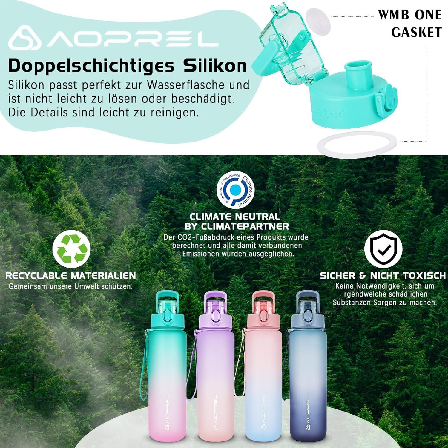 AOPREL Trinkflasche 1l BPAfrei Tritan Sport Fitness Camping Büro