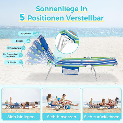 Klappbare Sonnenliege mit Lesefenster, 5-Position, Leicht
