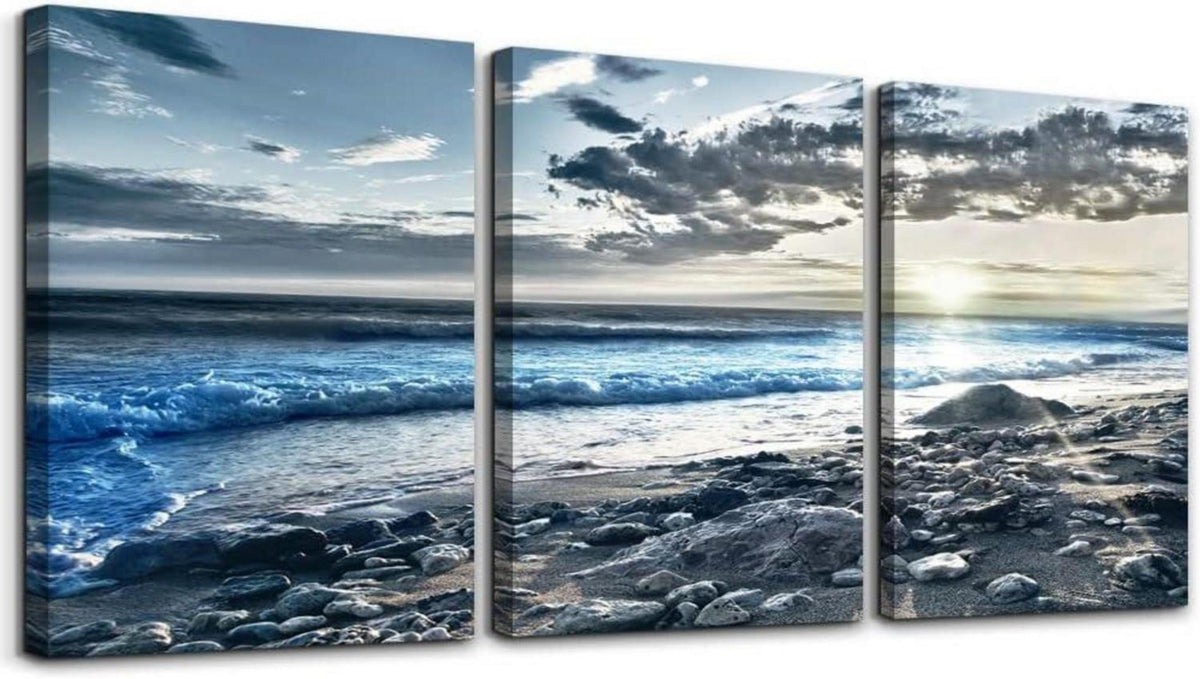 Leinwandbild Sonnenaufgang Bilder Blau Strand Ozean 40x30 cm