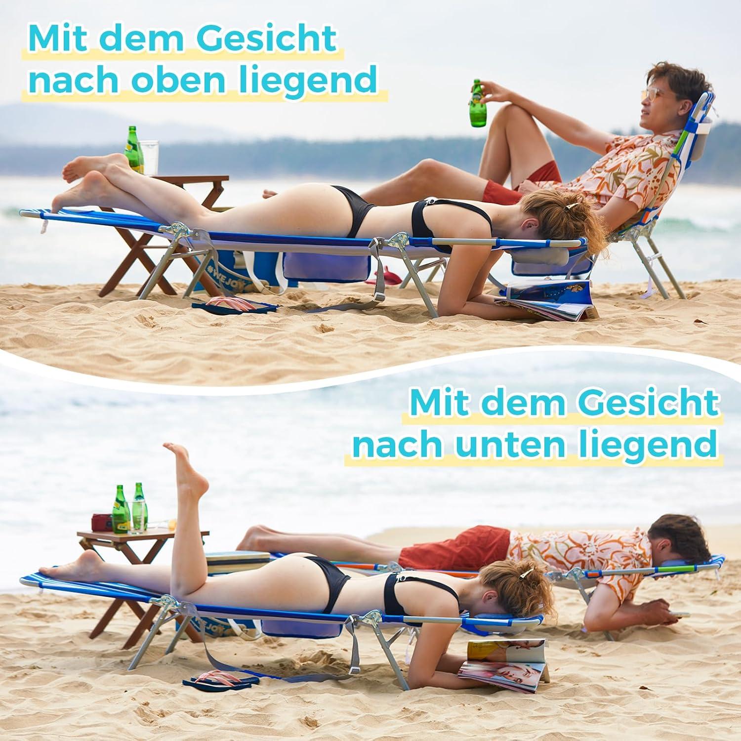 Klappbare Sonnenliege mit Lesefenster und 5 Positionen, leicht und