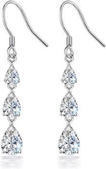 Damen Ohrringe Silber 925 Hängend Zirkon Mondstein Herz