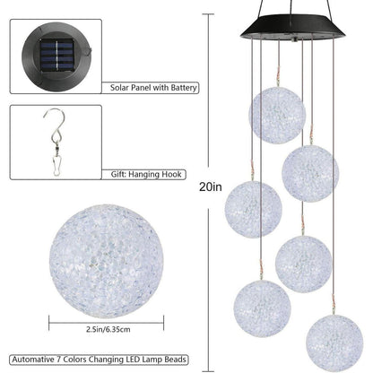 Buntes Solar Windspiel 6 LED Garten Wasserdicht
