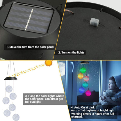 Buntes Solar Windspiel 6 LED Garten Wasserdicht