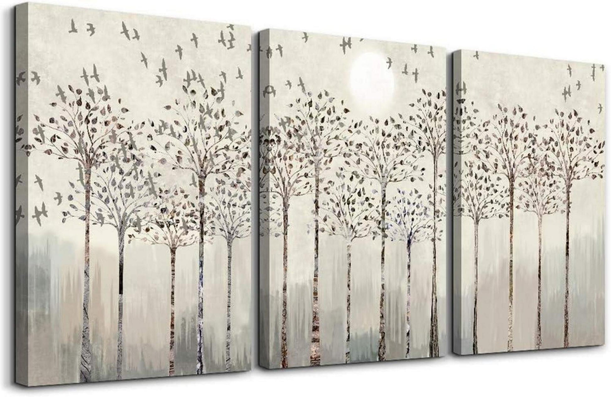 Leinwandbilder Abstrakte Birken Vögel Wandbilder Wohnzimmer 40x30 cm