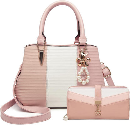 Miss Lulu Damen Handtasche mehrfarbig PU Leder Perle Crystal Drop