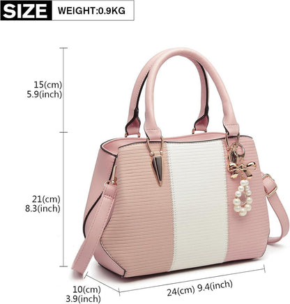 Miss Lulu Damen Handtasche Henkeltasche mehrfarbig PU Leder