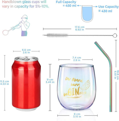 Gin Gläser 2er Set 450ml Bunt Sprüche Geschenk Ginliebhaber