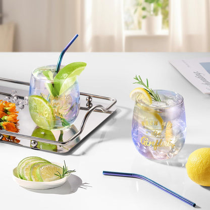 Gin Gläser 450ml 2er Set Bunt Sprüche Cocktails Personalisiert Ginliebhaber Gift