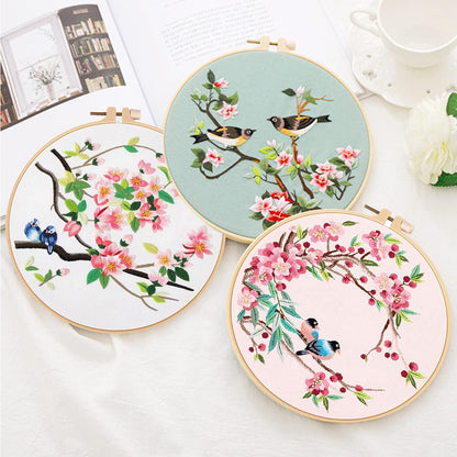 Kreuzstich Set Vögel & Blumen – Anfänger Stickset mit Zubehör