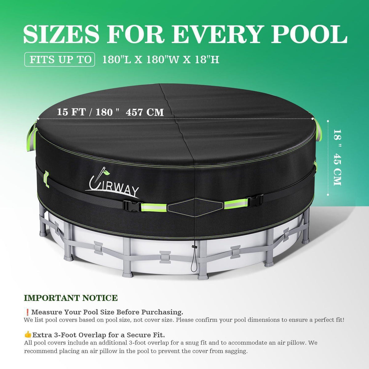 Runde Poolabdeckung 458cm – UV-Schutz & Windfest