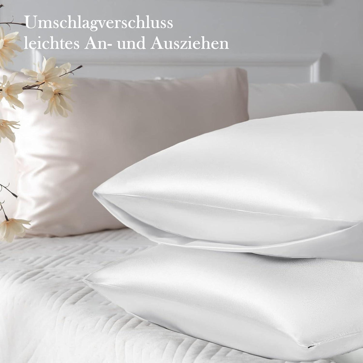 Satin Kissenbezug 50x80 Weich Seidenkissenbezug Pflege Silk